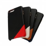 Wholesale iPhone 8 / 7 Cool Striped Armor PU Leather Case (Black Red)